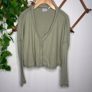 URBAN OUTFITTERS Out From Under BouncePlush Chloe Button-Up Top Light green Xs